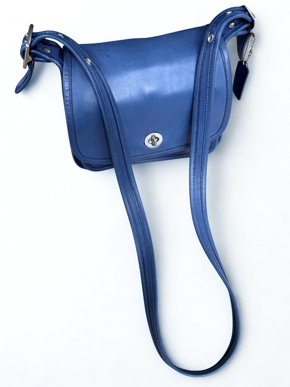 SOLD! Vintage Coach Cornflower Blue Leather Rambler's Legacy Crossbody Bag 9061 - Picture 13 of 14